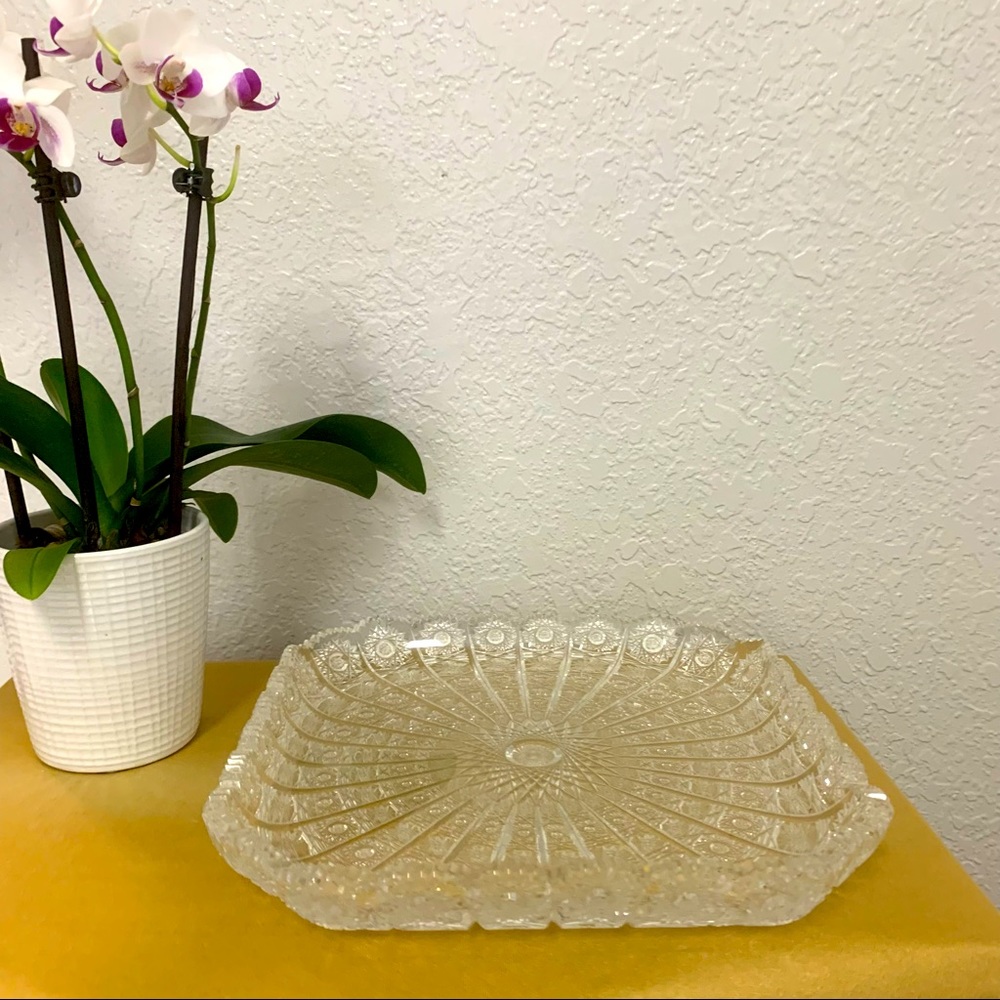 Beautiful Bohemia crystal square serving dish